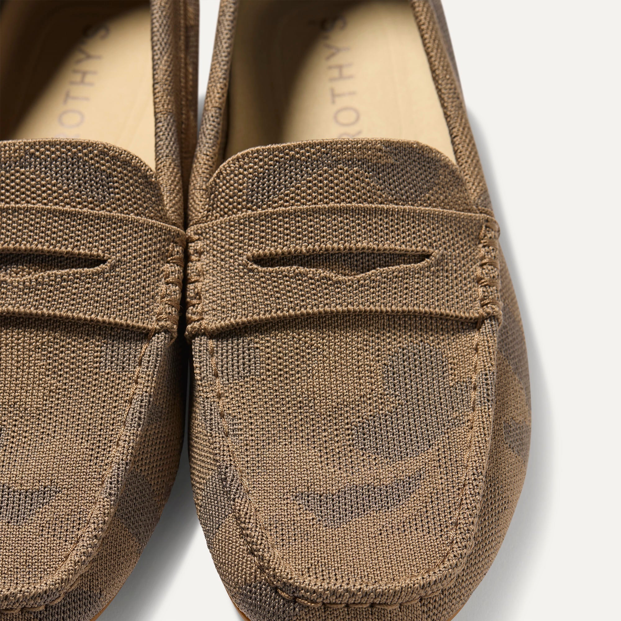 Close up of the toe and vamp of The Men's Daily Driver in Brown Camo. 
