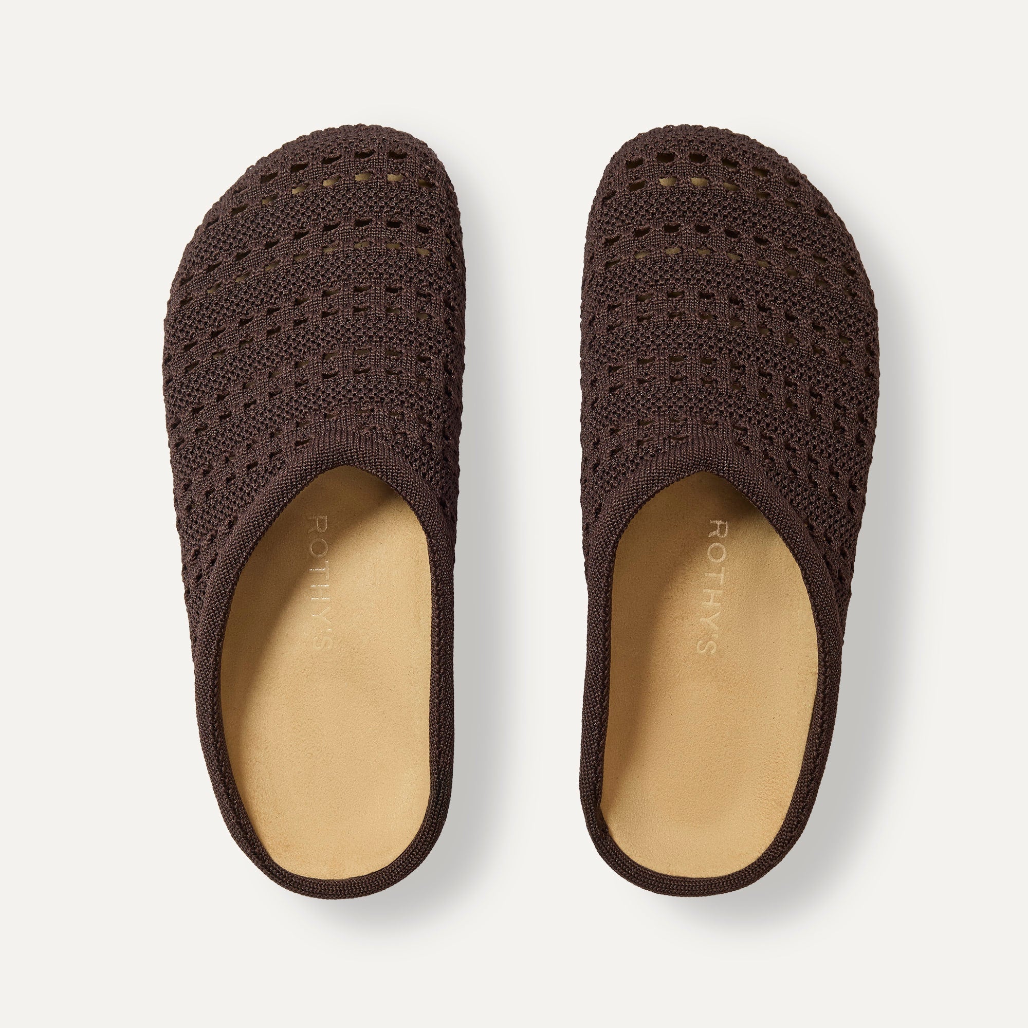 The Casual Clog in Chocolate Crochet shown from the top. 