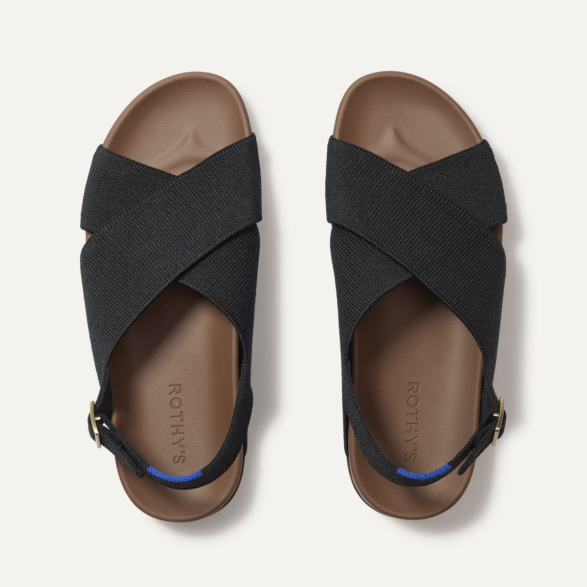 The Weekend Sandal in Black shown from the top.