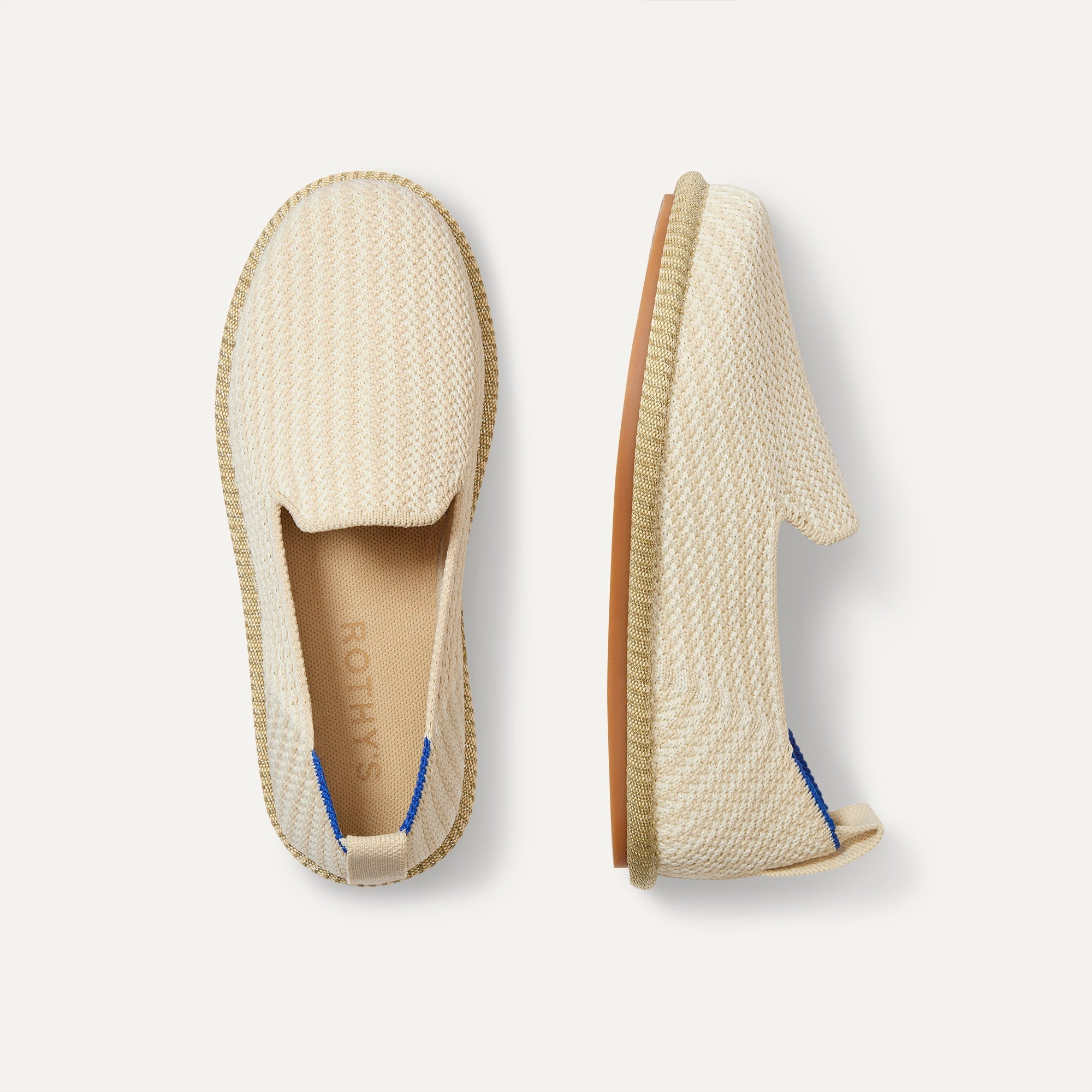 The Mini Loafer in Cream Puff Stripe shown from the top.